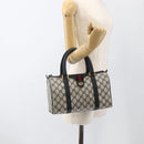 GUCCI GG Supreme Sherry Line Boston Bag PVC Navy Gold Red 40 02 006 Auth BAZ857-22