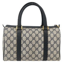 GUCCI GG Supreme Sherry Line Boston Bag PVC Navy Gold Red 40 02 006 Auth BAZ857-2