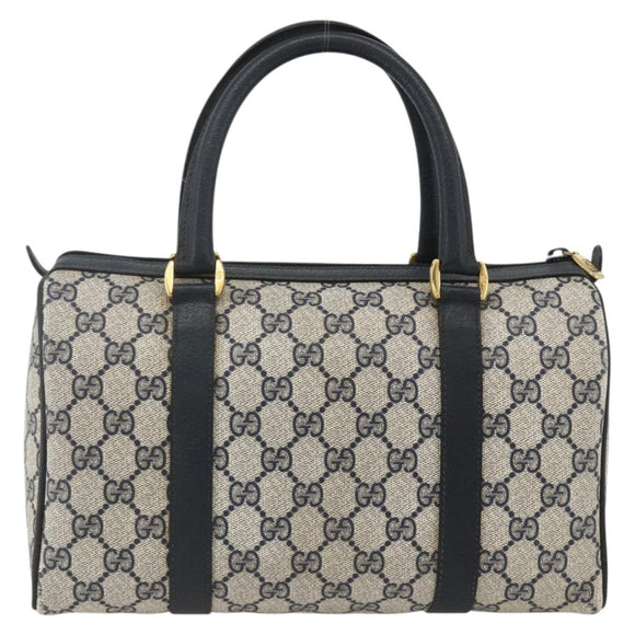 GUCCI GG Supreme Sherry Line Boston Bag PVC Navy Gold Red 40 02 006 Auth BAZ857