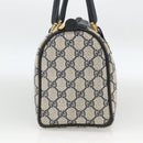 GUCCI GG Supreme Sherry Line Boston Bag PVC Navy Gold Red 40 02 006 Auth BAZ857-3
