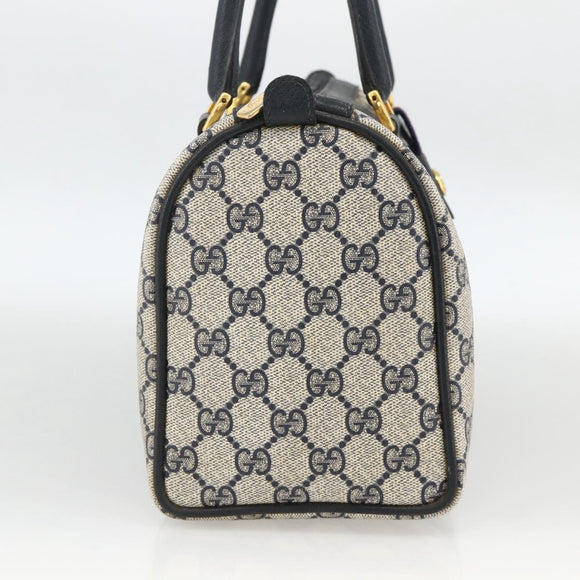 GUCCI GG Supreme Sherry Line Boston Bag PVC Navy Gold Red 40 02 006 Auth BAZ857