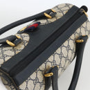 GUCCI GG Supreme Sherry Line Boston Bag PVC Navy Gold Red 40 02 006 Auth BAZ857-6