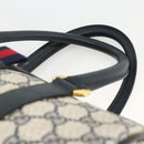 GUCCI GG Supreme Sherry Line Boston Bag PVC Navy Gold Red 40 02 006 Auth BAZ857-8