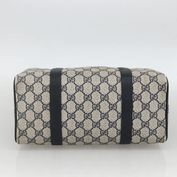 GUCCI GG Supreme Sherry Line Boston Bag PVC Navy Gold Red 40 02 006 Auth BAZ857