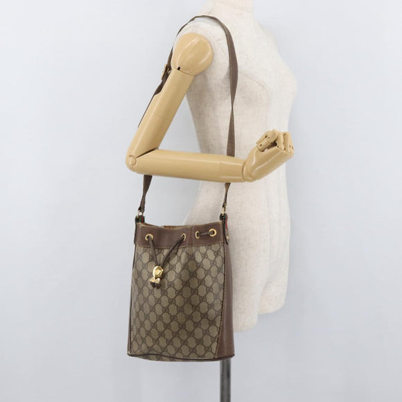 GUCCI GG Supreme Web Sherry Line Bag PVC Beige Gold 164 02 034 Auth BAZ858