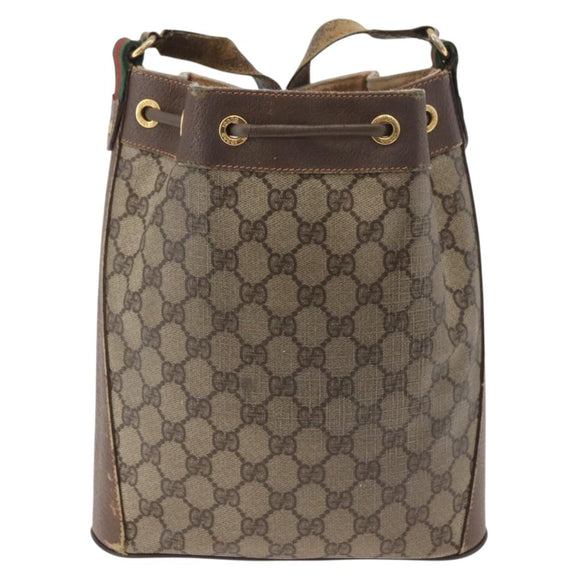GUCCI GG Supreme Web Sherry Line Bag PVC Beige Gold 164 02 034 Auth BAZ858