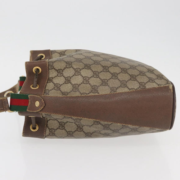 GUCCI GG Supreme Web Sherry Line Bag PVC Beige Gold 164 02 034 Auth BAZ858