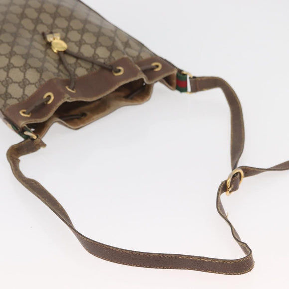 GUCCI GG Supreme Web Sherry Line Bag PVC Beige Gold 164 02 034 Auth BAZ858