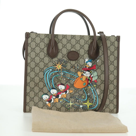 GUCCI GG Supreme Donald Disney Collaboration PVC 2way Beige 648134 Auth BAZ859SM