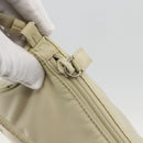PRADA Accessory Pouch Nylon Beige Silver Auth BAZ860A-9
