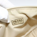 PRADA Accessory Pouch Nylon Beige Silver Auth BAZ860A-19