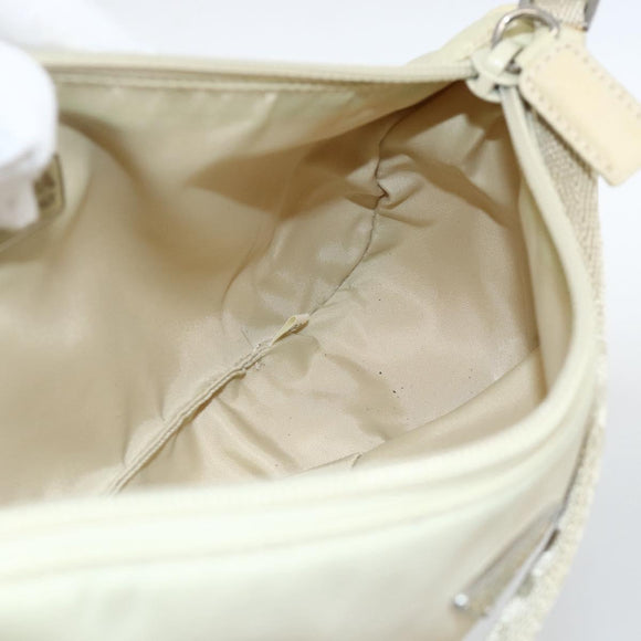 PRADA Accessory Pouch Nylon Beige Silver Auth BAZ860A