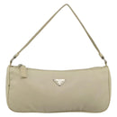 PRADA Accessory Pouch Nylon Beige Silver Auth BAZ860A-13