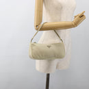 PRADA Accessory Pouch Nylon Beige Silver Auth BAZ860A-22
