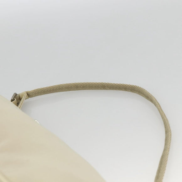 PRADA Accessory Pouch Nylon Beige Silver Auth BAZ860A