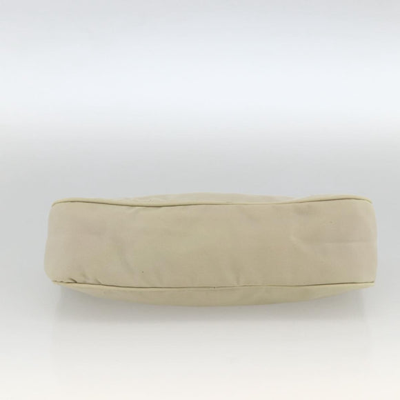PRADA Accessory Pouch Nylon Beige Silver Auth BAZ860A