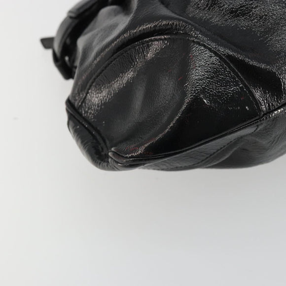 Salvatore Ferragamo Gancini Hand Bag Leather Black Gold Auth BAZ862A