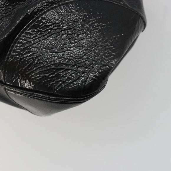 Salvatore Ferragamo Gancini Hand Bag Leather Black Gold Auth BAZ862A