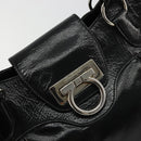 Salvatore Ferragamo Gancini Hand Bag Leather Black Gold Auth BAZ862A-18
