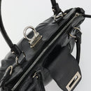 Salvatore Ferragamo Gancini Hand Bag Leather Black Gold Auth BAZ862A-10