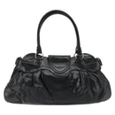Salvatore Ferragamo Gancini Hand Bag Leather Black Gold Auth BAZ862A-2