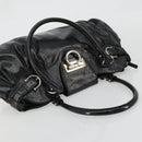 Salvatore Ferragamo Gancini Hand Bag Leather Black Gold Auth BAZ862A-6