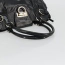 Salvatore Ferragamo Gancini Hand Bag Leather Black Gold Auth BAZ862A-7