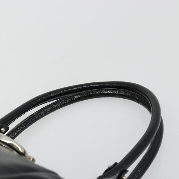 Salvatore Ferragamo Gancini Hand Bag Leather Black Gold Auth BAZ862A