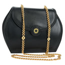 TIFFANY&Co. Chain Shoulder Bag Leather 2way Black Gold Auth BAZ864V-1