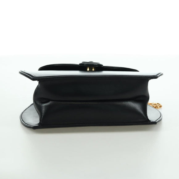 TIFFANY&Co. Chain Shoulder Bag Leather 2way Black Gold Auth BAZ864V