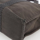 HERMES Her Line MM Hand Bag Canvas Gray Silver Auth BAZ866-10