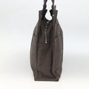 HERMES Her Line MM Hand Bag Canvas Gray Silver Auth BAZ866-4