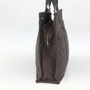 HERMES Her Line MM Hand Bag Canvas Gray Silver Auth BAZ866-5