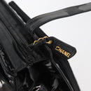 CHANEL COCO Mark Tragetasche Lackleder Schwarz Gold CC Auth BAZ868-9