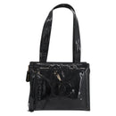 CHANEL COCO Mark Tragetasche Lackleder Schwarz Gold CC Auth BAZ868-13