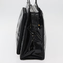 CHANEL COCO Mark Tragetasche Lackleder Schwarz Gold CC Auth BAZ868-3