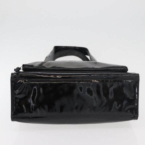 CHANEL COCO Mark Tragetasche Lackleder Schwarz Gold CC Auth BAZ868