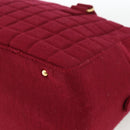 CHANEL Choco Bar Hand Bag Cotton Bordeaux Gold CC Auth BAZ870-17