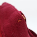 CHANEL Choco Bar Hand Bag Cotton Bordeaux Gold CC Auth BAZ870-10