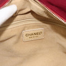 CHANEL Choco Bar Hand Bag Cotton Bordeaux Gold CC Auth BAZ870-19