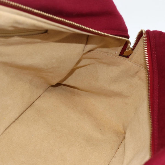 CHANEL Choco Bar Hand Bag Cotton Bordeaux Gold CC Auth BAZ870