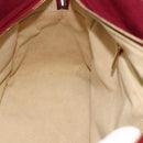 CHANEL Choco Bar Hand Bag Cotton Bordeaux Gold CC Auth BAZ870-21