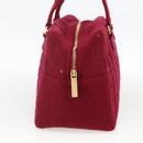 CHANEL Choco Bar Hand Bag Cotton Bordeaux Gold CC Auth BAZ870-3