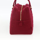 CHANEL Choco Bar Hand Bag Cotton Bordeaux Gold CC Auth BAZ870-4