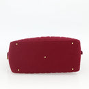 CHANEL Choco Bar Hand Bag Cotton Bordeaux Gold CC Auth BAZ870-5