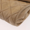 CHANEL Matelasse Chain Gripoa Shoulder Bag Lamb Skin Beige Gold CC Auth BAZ871-15