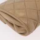 CHANEL Matelasse Chain Gripoa Shoulder Bag Lamb Skin Beige Gold CC Auth BAZ871-16