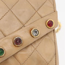 CHANEL Matelasse Chain Gripoa Shoulder Bag Lamb Skin Beige Gold CC Auth BAZ871-20