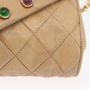 CHANEL Matelasse Chain Gripoa Shoulder Bag Lamb Skin Beige Gold CC Auth BAZ871-9