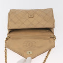 CHANEL Matelasse Chain Gripoa Shoulder Bag Lamb Skin Beige Gold CC Auth BAZ871-10